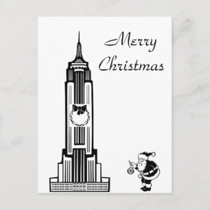 Santa Vintage Style New York City Christmas  Holiday Postcard