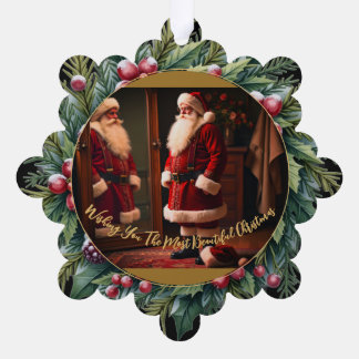 Santa Vintage Styled Paper Ornament Card