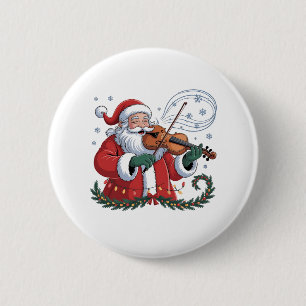 Santa Violin Player Violinist Christmas Music Xmas 2 Inch Round Button