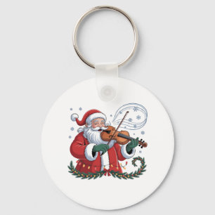 Santa Violin Player Violinist Christmas Music Xmas Keychain