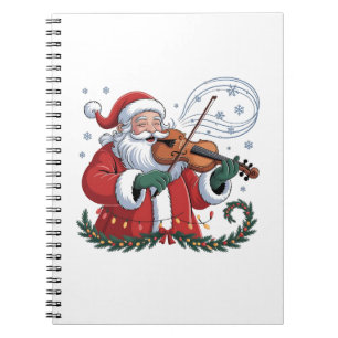 Santa Violin Player Violinist Christmas Music Xmas Notebook
