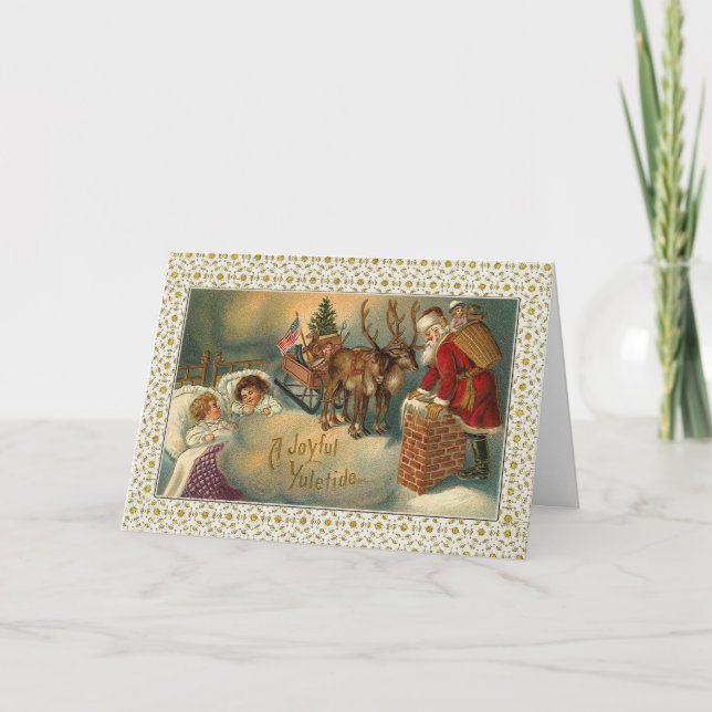 Santa visits as the children sleep victorian holiday card (Front)