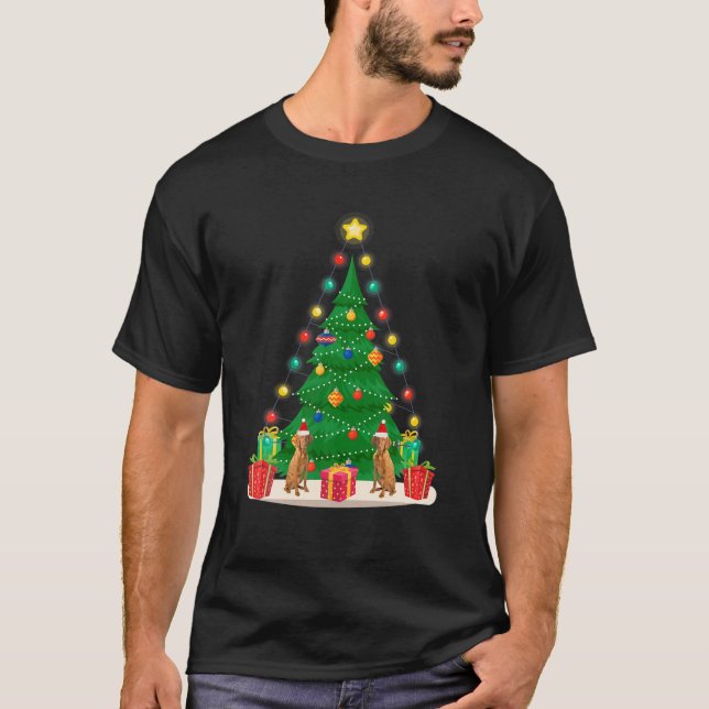 Santa Vizsla Dog Christmas Tree Funny Xmas Gift Do T-Shirt (Front)