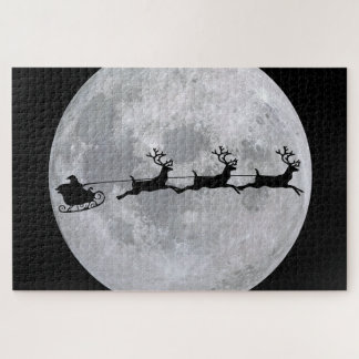 Santa volant vers la Lune Puzzle