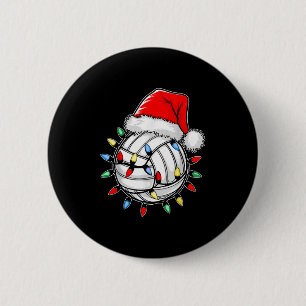 Santa Volleyball Ball Shirt Men Youth Boys Christm 2 Inch Round Button