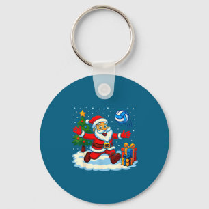 Santa Volleyball Playing Srt Christmas Tree Xmas P Keychain