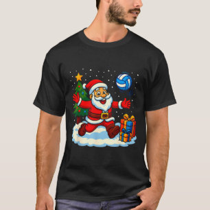Santa Volleyball Playing Srt Christmas Tree Xmas P T-Shirt