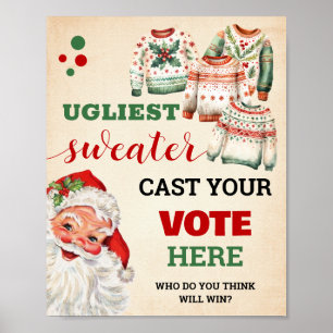 Santa Vote for Ugliest Christmas Sweater Sign