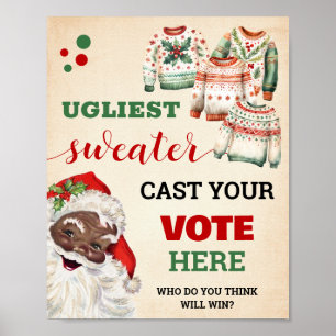 Santa Vote for Ugliest Christmas Sweater Sign