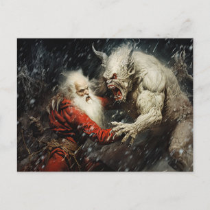 Santa VS Krampus Postcard
