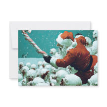 Santa vs Snowmen Flat Greeting Card