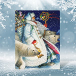 Santa Walking With Polar Bears Holiday Postcard<br><div class="desc">Santa Walking With Polar Bears</div>