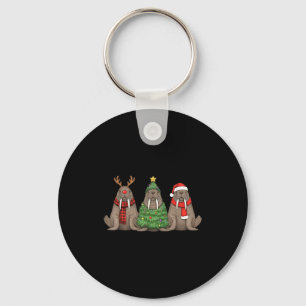 Santa Walrus Christmas Tree Walrus Lover Animal Xm Keychain