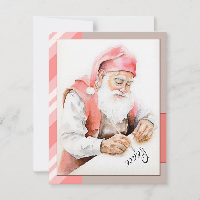 Santa Watercolor Flat Holiday Card (Front)