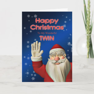 Santa waving Christmas card for your twin
