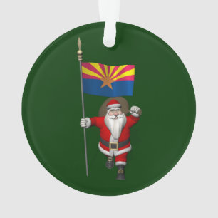 Santa Waving Flag Of Arizona Ornament