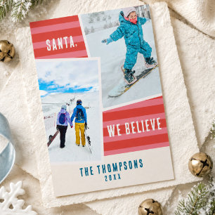 Santa We Believe Ski Holiday Photo Card