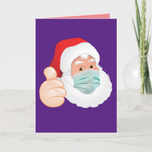 SANTA WEARING FACEMASK PANDEMIC CHRISTMAS CARDS