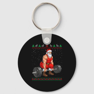 Santa Weightlifting Christmas Deadlift Gym Ugly Sw Keychain
