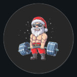 Santa Weightlifting Christmas Fitness Gym Deadlift Classic Round Sticker<br><div class="desc">Santa Weightlifting Christmas Fitness Gym Deadlift Xmas Men</div>