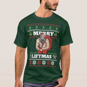 Santa Weightlifting Christmas Fitness Gym Xmas Men T-Shirt