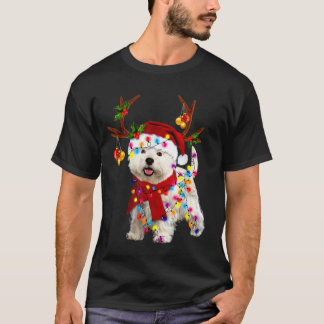 Santa westie dog gorgeous reindeer Light Christmas T-Shirt