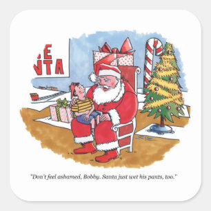 Santa Wet large square stickers