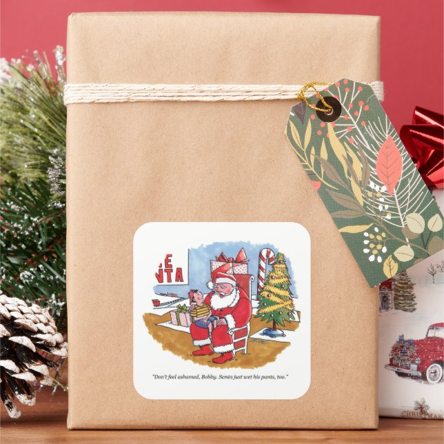 Santa Wet large square stickers (Holiday)