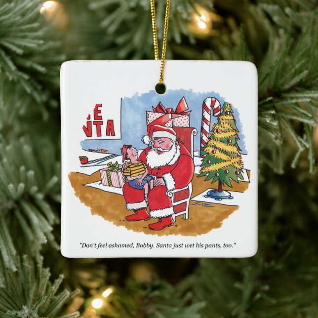 Santa Wet square ceramic ornament (Tree)