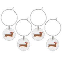 Santa Wienerdog Christmas wine charms