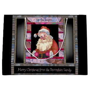 Santa Wink Elegant Christmas Large  Large Gift Bag