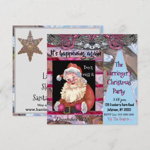 Santa Wink Elegant Christmas Party Invitation