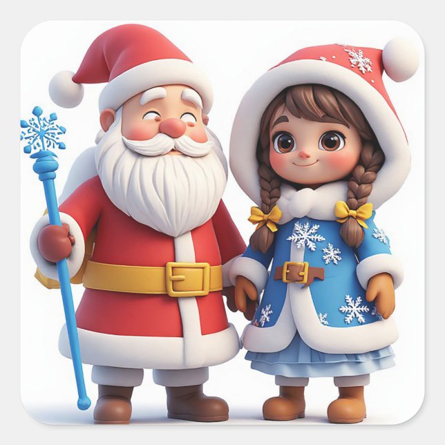 🎅 Santa Winter Holiday Magic ❄️ Square Sticker (Front)