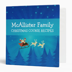 Santa Winter Scene Holiday Recipe Binder 1.5 inch