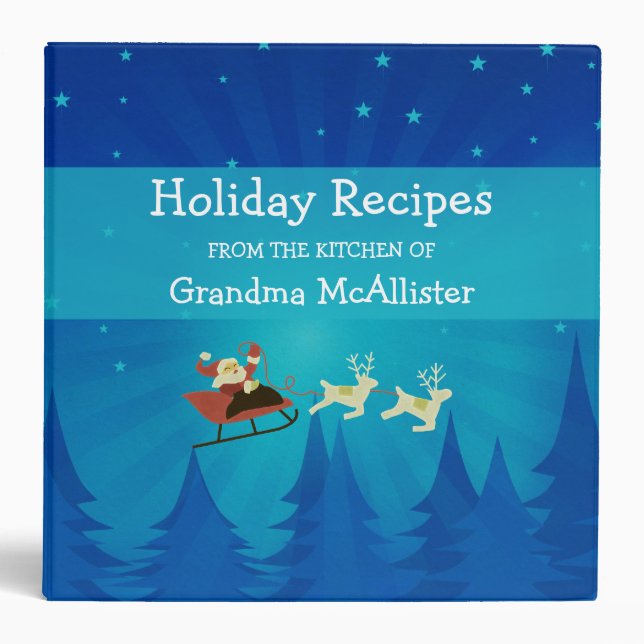 Santa Winter Scene Recipe Binder (2 inch) (Front)