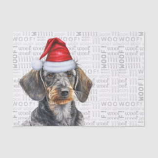 Santa Wire Hair Dachshund Dog Festive Holiday Tissue Paper