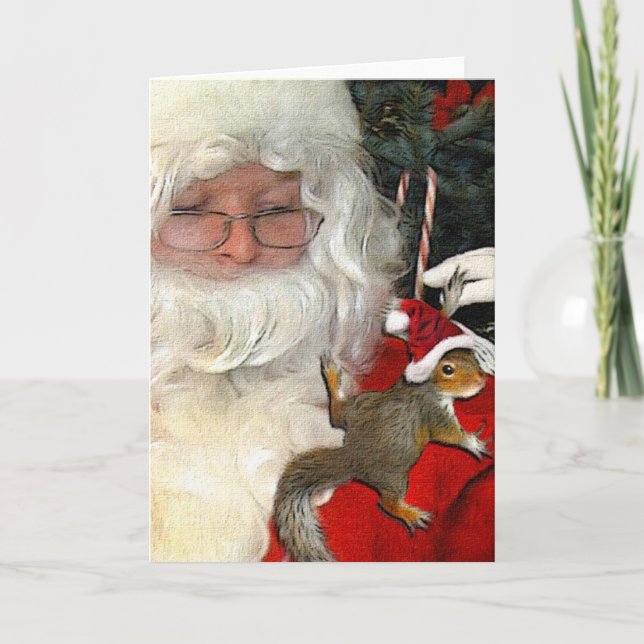"Santa With Baby Santa Paws" Holiday Card (Front)