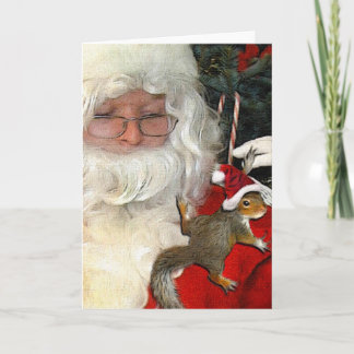"Santa With Baby Santa Paws" Holiday Card