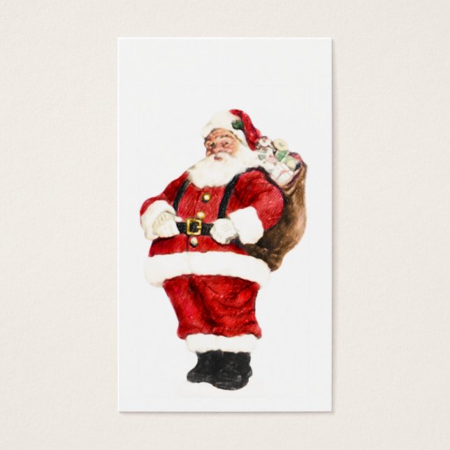 Santa with Bag Gift Tag Business Card (Front)