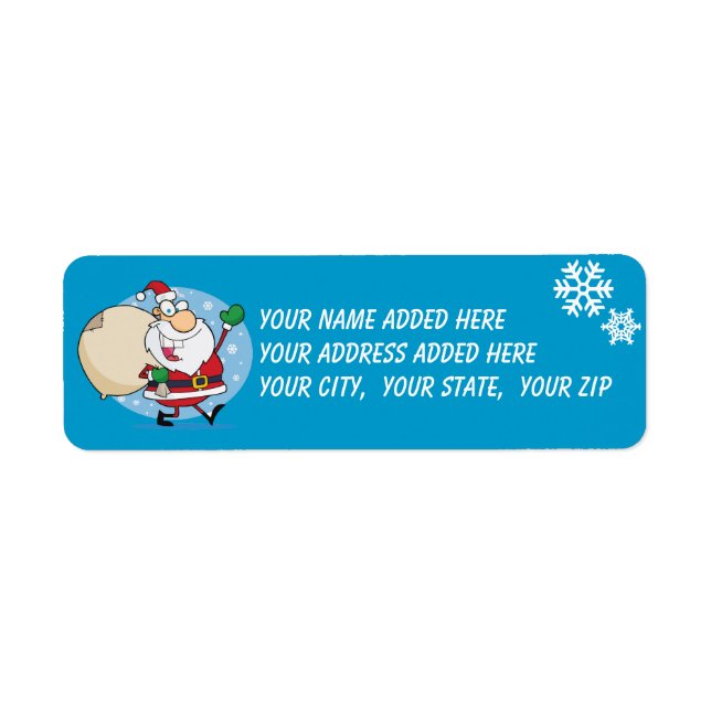 Santa with Bag of Toys Return Address Labels (Front)