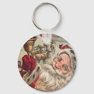 Santa with Bell and Holly Keychain