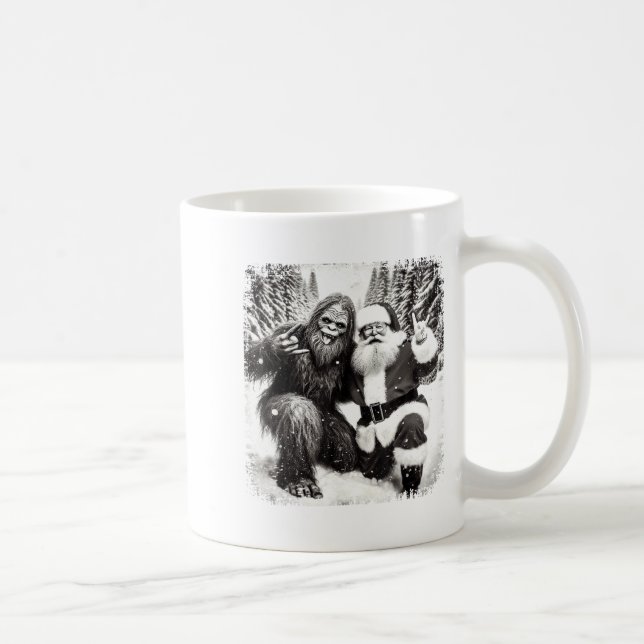 Santa With Bigfoot Christmas Lights Funny Sasquatc Coffee Mug (Right)