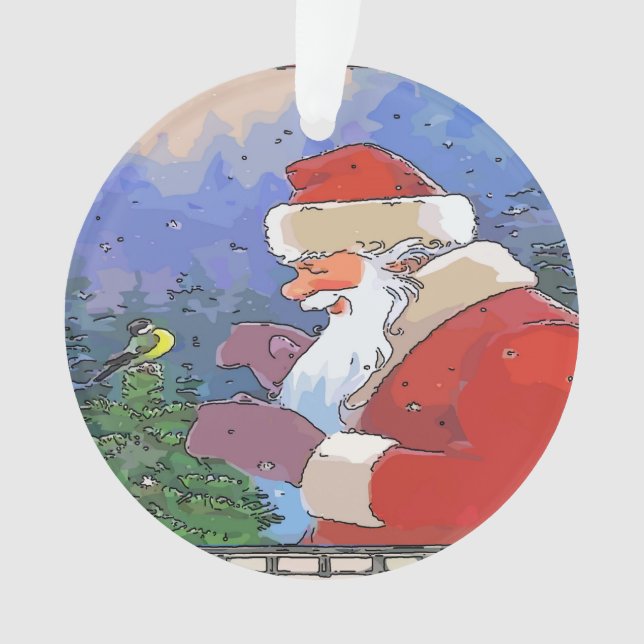 Santa With Bird Ornament (Front)