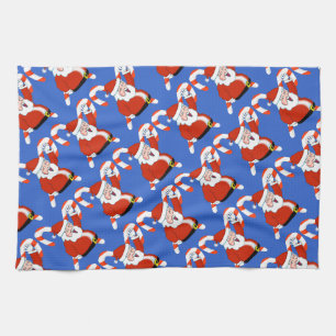 Santa with Candy Canes Christmas Kitchen Towel