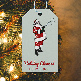 Santa with Champagne Bottle  Gift Tags