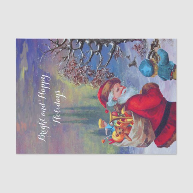 SANTA WITH CHILD IN THE WINTER SNOW TISSUE PAPER (Front)