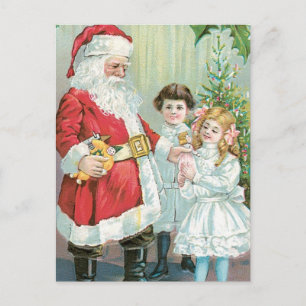Santa With Children Holiday Postcard