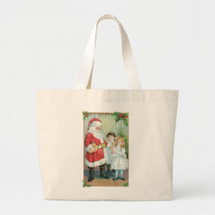 Santa With Children Large Tote Bag