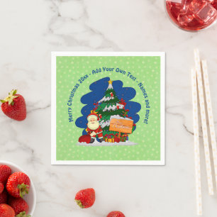 Santa with Christmas Tree 20xx Add Text Napkin