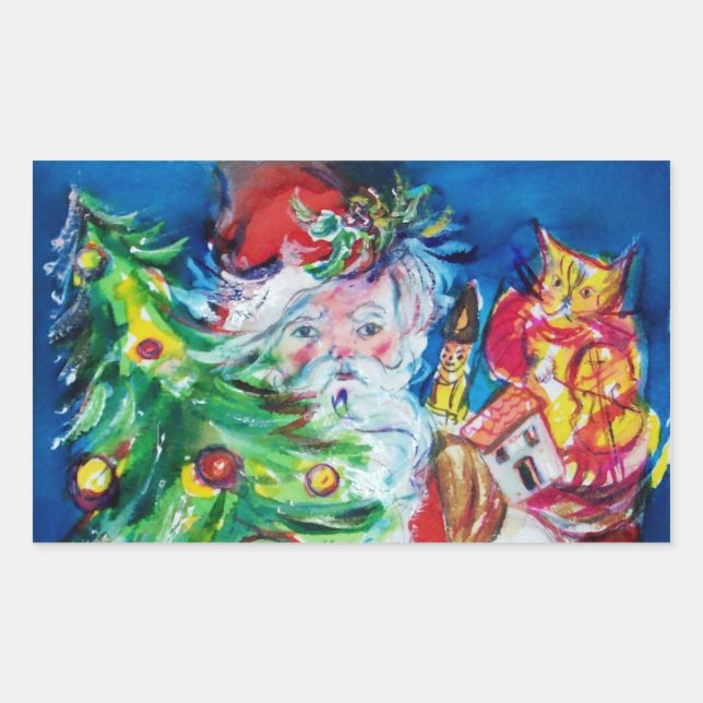 SANTA WITH CHRISTMAS TREE AND GIFTS STICKER (Front)